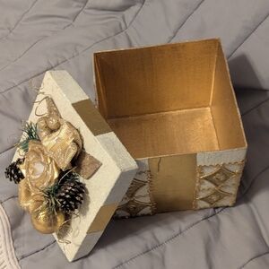 Gold and White Decorative Box- Christmas Decor